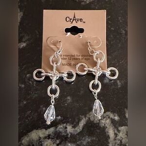 Silver tone Cross Earrings NWT